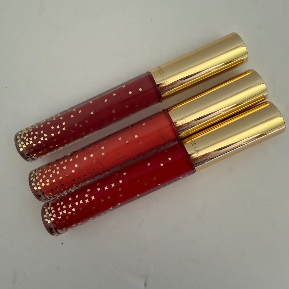 Estee Lauder Pure Color Envy Lip Gloss Trio Rebellious Rose Up In Flames 3pc Set